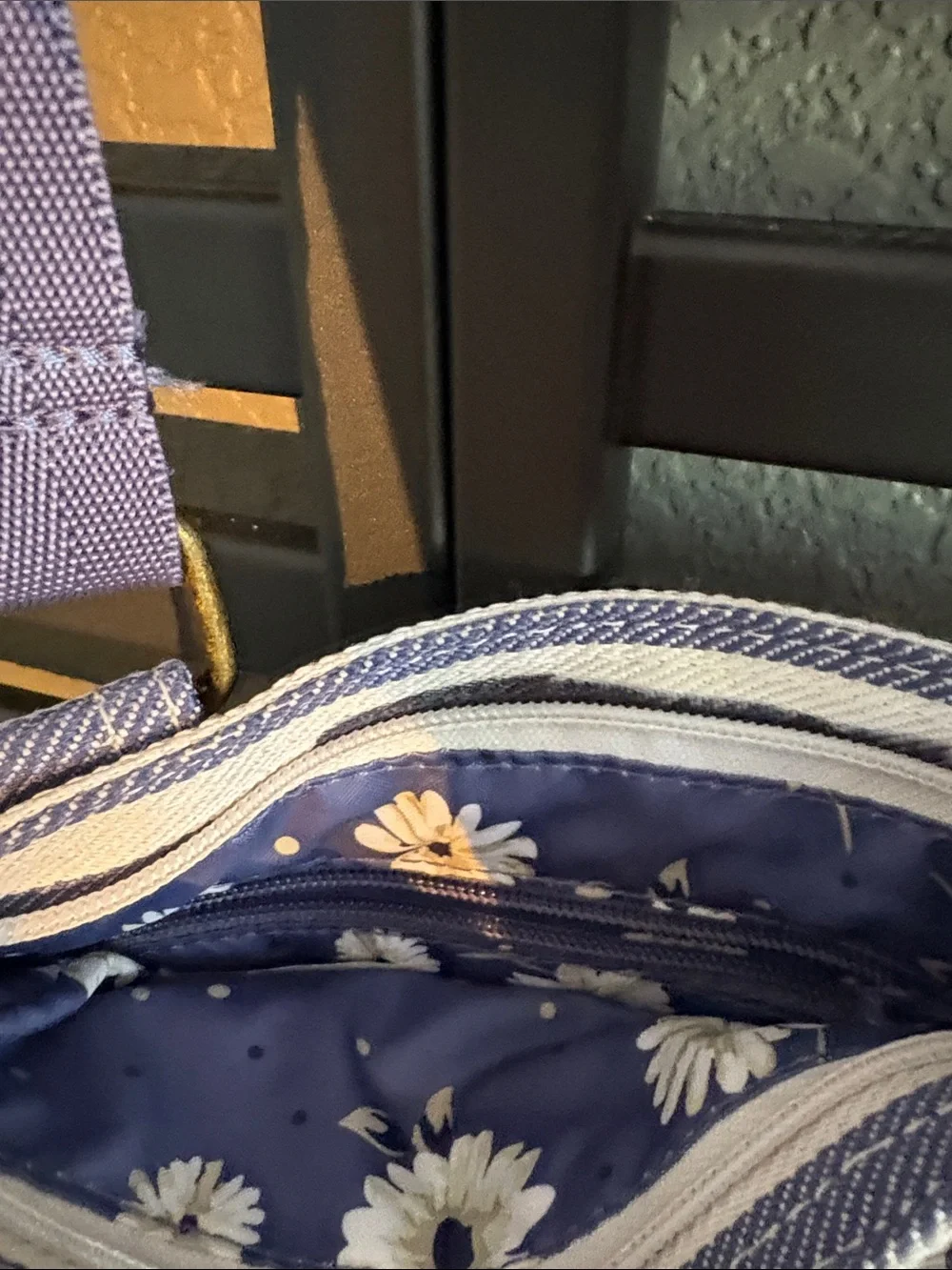 Dakine Lavender and Cream Striped Crossbody